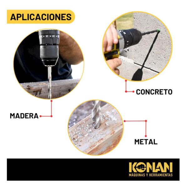 Konan Taladro Atornillador Percutor Inalámbrico 21v 13mm 2 Baterías - Imagen 3