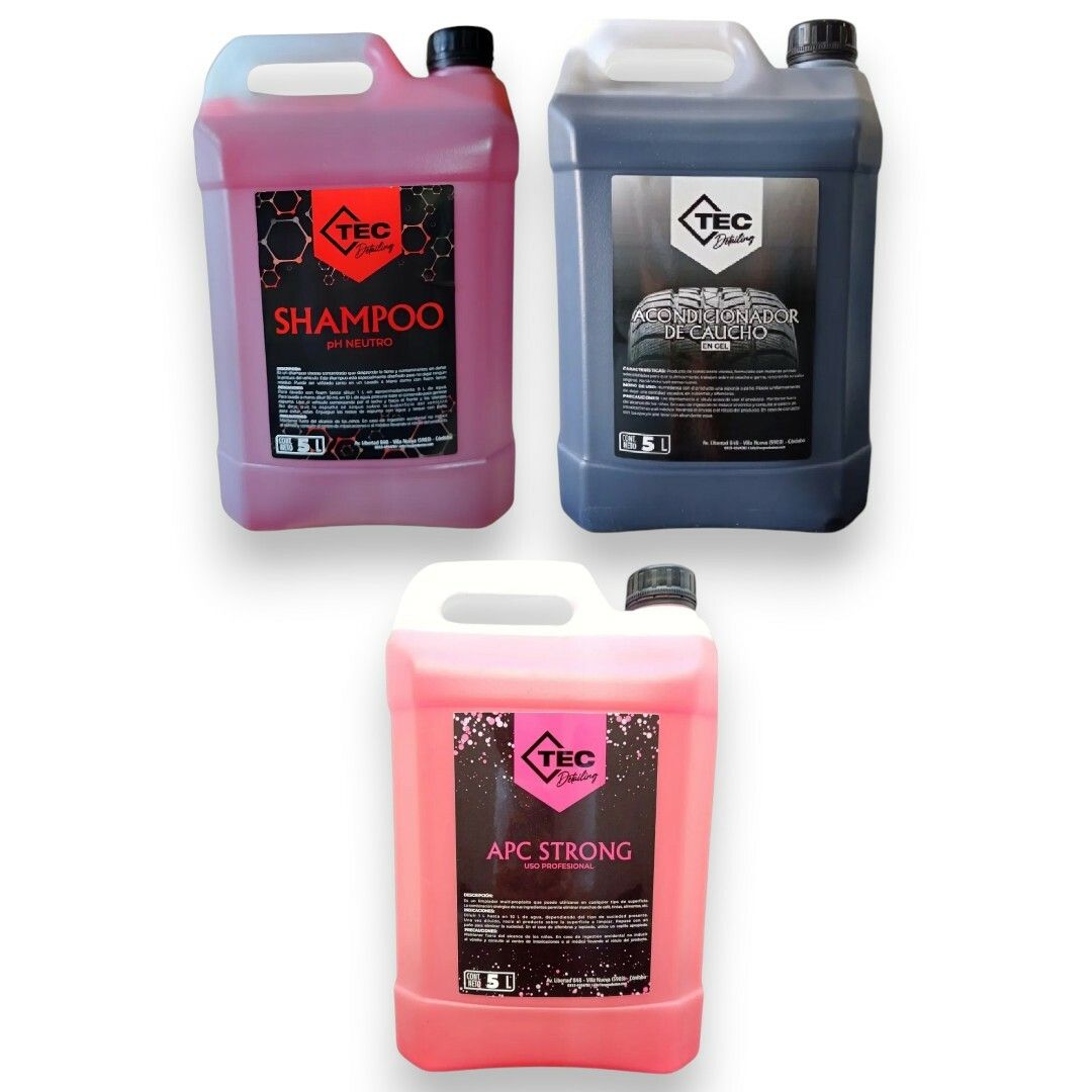 Tec Kit de Lavado x5 Litros Shampoo Ph Neutro + Apc + Acondicionador Neumatico