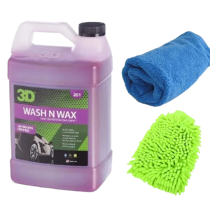 3D Kit Lavado Shampoo 4L con Cera Microfibra y Manopla