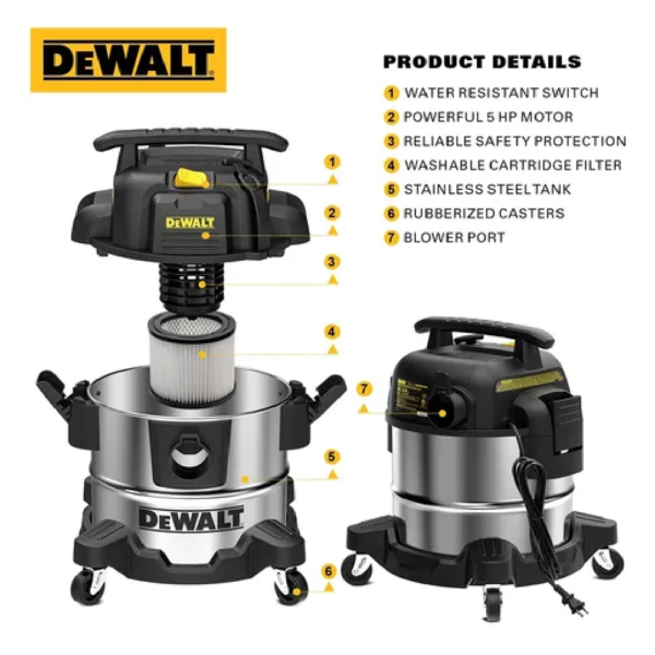 DeWALT Aspiradora Sopladora 20 Lts 1050 Watts - Imagen 3