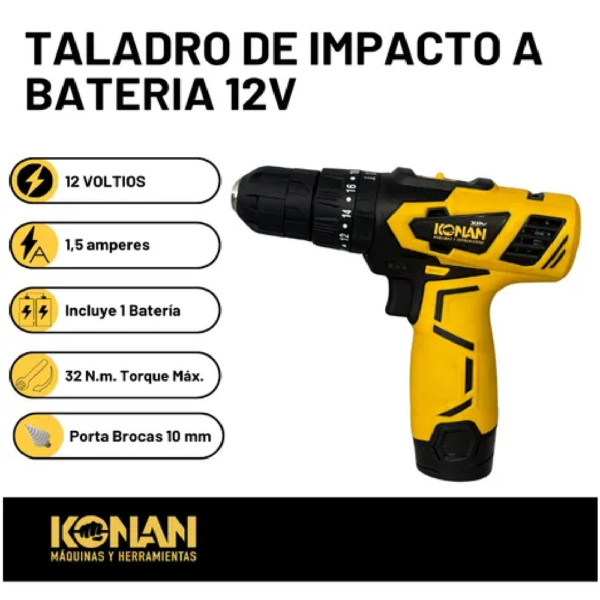 Konan Taladro de Impacto a Batería 12v K1012VT - Imagen 3
