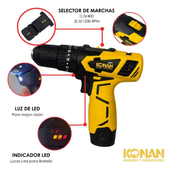 Konan Taladro de Impacto a Batería 12v K1012VT - Imagen 4