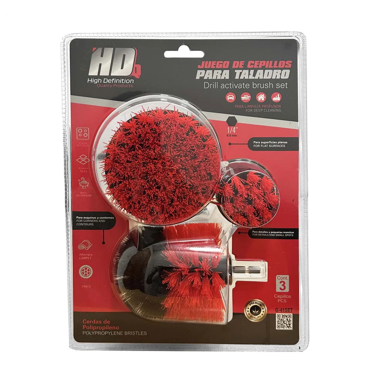 3D HDq Kit Cepillos Para Taladro 3 Unidades