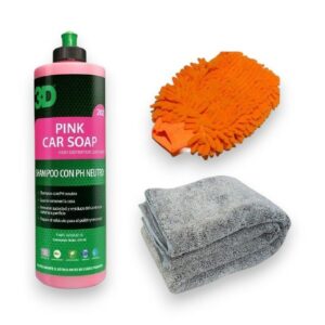 3D Kit Lavado Shampoo Ph Neutro + Microfibra + Manopla